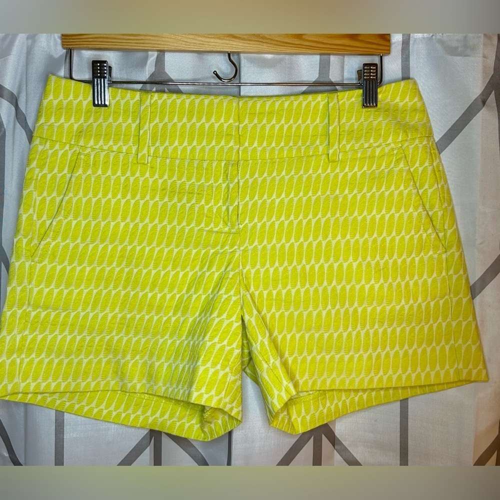 Ann Taylor Yellow Patterned Bermuda Shorts